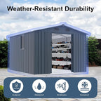 Outdoor Storage Shed 8x10 FT with Window - Metal Sheds & Outdoor Storage for Motorcycle, Bike, Garden Tool, Lawnmower - Backyard Tool Building with 1 Sliding Door and 4 Vents (Without Floor)