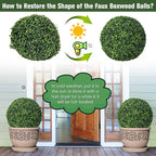 Goplus 2 PCS 19 Inch Artificial Plant Topiary Ball, Round Faux Boxwood Balls Outdoor, Garden Spheres Decorative for Front Door, Porch, Backyard, Balcony, Patio, Wedding and Home Décor