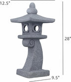 ZOEJADE 28" H Large Solar Zen Asian Pagoda Lantern Garden Outdoor Statue Japanese Palace Lantern with Solar Light for Lawn Yard Pond Patio Temple Court Decor Meditator Stylite Garden Figurines