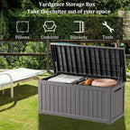 270 Gallon Waterproof Deck Box, Lockable Resin Storage Box for Patio Furniture Cushions Garden Tools and Outdoor Delivery Storage, Coffee