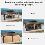 PURPLE LEAF Hardtop Gazebo 12' X 20' Outdoor Galvanized Steel Roof Backyard Canopy with Netting and Curtains Deck Garden Outside Heavy Duty Hot Tub Patio Pavilion