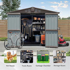 8.2x6.2ft Outdoor Storage Shed, Metal Steel Utility Tool Shed with Double Lockable Doors and Air Vents, Garden Storage for Backyard Patio Lawn