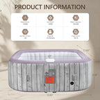 UHOMEPRO Inflatable Hot Tub Spa Set, Outdoor Bubble Massage Portable Hot Tubs with 130 Soothing Jets, Insulated Cover, Internal Heater Pump, 6 Filter Cartridges (Square)