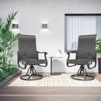 Amopatio Patio Swivel Chairs Set of 2, Outdoor Swivel Rocker Dining Chairs with All Weather Textilene High Back & Metal Frame, for Backyard Deck Lawn Garden, Dark Grey