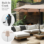 Sophia & William Patio Set with Umbrella Patio Dining Set for 6 with 13ft Rectangle Patio Umbrella Beige, 6 x Patio Chairs Blue, 1 Wood Like Outdoor Dining Table with Umbrella Hole for Lawn Garden