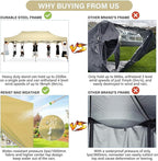 COBIZI 10x20 Pop Up Canopy with 6 Sidewall,Heavy Duty Canopy UPF 50+ All Season Wind Waterproof Commercial Outdoor Wedding Party Tents for Parties Gazebo with Roller Bag(10 x 20 ft Khaki)