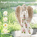 Angel Statue for Garden - 9.65 inches Guardian Solar Garden Statue, Gardening Gifts for Mom Grandma Lawn Ornaments Figurines for Outdoor Decor