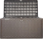 80 Gallon PLUS Lockable Deck Box, Waterproof & UV-Resistant Outdoor Storage for Patio Cushions, Heavy Duty Resin Deck Storage Container(Brown)
