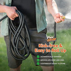 Flexi Hose Upgraded Expandable Garden Hose Extra Strength 3/4 Solid Brass Fittings - The Ultimate No-Kink Flexible Water Hose (Black, 50 FT)