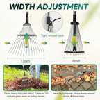 Yard Waste Bags, Leaf Dustpan, Leaves Collector, Yard Dustpan Type Garden Bag for Collecting Leaves, Garden Waste Container, with Adjustable Metal Leaf Rake Long Handle and Gloves