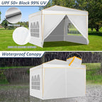 COBIZI 10x10 Pop Up Canopy, Party Tents for Parties Waterproof Outdoor Event Shelter with 4 Sidewalls and 4 Sandbags UV Protection 50+ Camping Commercial Wedding Portable Tent for Backyard, White
