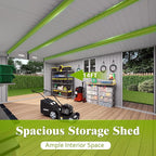 10x14 FT Large Outdoor Storage Shed,Durable Metal Garden Shed with Three Lockable Doors and Two Windows,Waterproof Tool Shed for Backyard Patio,All-Weather Shelter for Bike,Lawn Mowers,Grey