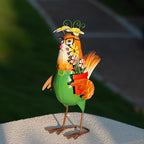 Natelf Metal Chicken Statue for Outdoor Home Decor Cute Rooster Hen Garden Sculpture with Vintage Glasses, Weather-Resistant Farmhouse Art for Yard, Patio, Coop, or Housewarming Gift for Mom, Friends