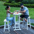 nalone 29 Inch Outdoor Bar Stool, HDPE Bar Chairs with Footrest, Weather Resistant Waterproof Bar Stools Outside Bar Height Stools for Bar, Kitchen Counter, Yard, Balcony(White, 29'' Barstools)