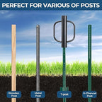 Fence Post Driver, 12LBS Fence Post Driver with Handle, 2.7 inch Inner Diameter Hand Post Pounder, Heavy Duty T Post Rammer Driver Tool for Wooden Post U Channel Fence Post Metal Post, Black 17 Inch