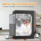 Manastin 2 Person Portable Steam Sauna for Home, 1 or 2 Person Full Body Home Spa with 2 Foldable Chairs,9 Levels of Sauna Box with Remote Control, (Black, Large)