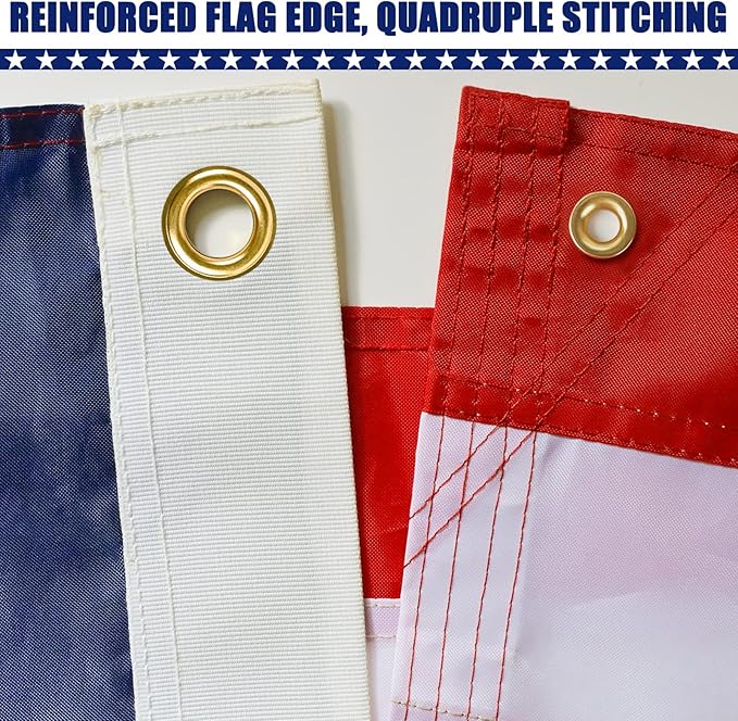 American Flag 3x5 Ft, Four Brass Grommets Multipurpose US Flag, Embroidered Stars, Sewn Stripes, Outdoor Heavy Duty Durable USA Flags, Hanging Indoor/Bedroom/Room/Wall American Flag