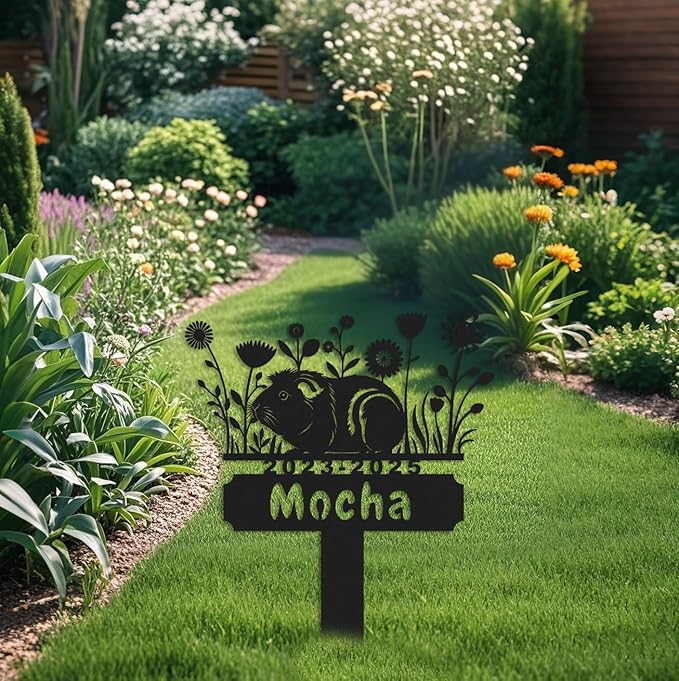 Personalized Guinea Pig Memorial Stake,Pet Plaque Guinea Pig Lover,Metal Guinea Pig Grave Marker,Remembrance Stake,Outdoor Garden Yard Sign guinea pig 16inch