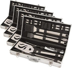 Cuisinart Deluxe Grill Tool Set, 20-Piece BBQ Kit with Aluminum Case and Digital Temperature Fork, Spatula, Tongs, Grill Accessories and Utensils, Grilling Set for Cookout (Pack of 4)