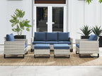 HUMMUH 5 Piece Patio Furniture All Weather Wicker Outdoor Sectional Sofa,High Back Patio Chairs,Coffee Table and Ottomans Set for Porch,Garden,Backyard