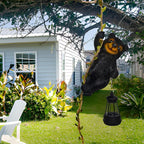 Solar Garden Decor Outdoor Statues-Resin Raccoon Climbing Vine & Squirrel Figurine with LED Light, Waterproof Hanging Animal Figurine with Hook for Patio, Yard, Home Decor Gift (Raccoon)