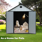 9×7 FT Outdoor Storage Shed, Large Backyard Sheds with Door, All-Weather Plastic Shed with Window, Vents, for Backyard, Patio, Lawn (9×7 FT)