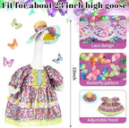 Suzile Porch Goose Outfit Pastel Butterfly Clothes for 23" High Cement or Plastic Goose Costume Dresses for Yard Lawn Outdoor Garden Patio Statue Holiday Spring Decor