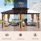 YOLENY 12' x 18' Hardtop Gazebo, Metal Gazebo with Aluminum Frame, Double Galvanized Steel Roof, Curtains and Netting Included, Metal Gazebos Pergolas for Patios, Garden, Parties, Lawns