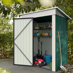 JUMMICO Metal Outdoor Storage Shed 5 x 3 FT Metal Shed with Lockable Door,Waterproof Garden Tool Shed Storage House for Backyard Patio Lawn,Green