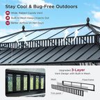 SUNJOY Kingston 20' x 12' Hardtop Gazebo with Galvanized Steel/Polycarbonate Double Roof, Curtain and Netting, Gray Aluminum Posts Permanent Pavilion Gazebo for Garden, Patio, Deck, Lawn
