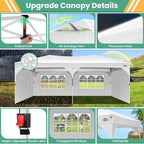 COBIZI 10x20 Pop Up Canopy Tent with 4 Sidewalls, Instant One-Push Setup, Commercial Canopy with Air Vent & Reflective Strip, UPF 50+ Waterproof Party Tent with Sandbags & Stakes for Events (White)