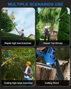 LUXTER 5-in-1 Cordless Pole Saw & Hedge Trimmer Brushless Electric Mini Chainsaw Auto Oiling 15-FT Max Reach Pole Saw for Tree Trimming Trimmer Limb Branch Cutter 2 X 2.0Ah Battery & Charger Include