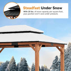 Modern Shade Rosewood Wood Gazebo 12' x 16', Cedar Framed Grill Gazebo with Double Galvanized Steel Roof, Mosquito Netting and Curtains, Permanent Hardtop with Sturdy Hooks for Garden, Backyard, Patio