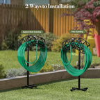Garden Hose Holder Detachable Heavy Duty Metal Water Hose Hanger, Freestanding Hose Storage Stand Rack for Outside (Black)