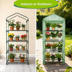 4 Tier Mini Indoor Greenhouse,27"x19"x62" Greenhouses with PE Cover and Roll-Up Zipper Door,Plastic Green House for Inside Grow Tent&Garden greenhouses for Outdoors