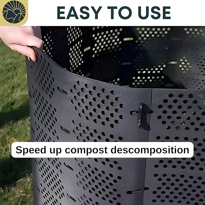 SunVara Compost Bins Outdoor Compost Bin Outdoor Composter Easy Assembling Large Capacity Yard Waste Bins Compost Bin Outside Outdoor Composting Bins