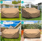 Patio Sofa Cover Waterproof - Heavy Duty 3-Seater Outdoor Couch Cover, Patio Furniture Covers with Air Vent and Handles, 85" L ×35" D×35" H, Brown