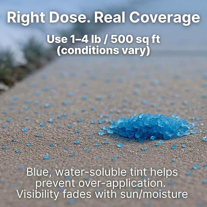 Thawtful Blue Ice & Snow Melt – Snow Melt, Rock Salt, Driveway & Sidewalk Salt for Ice, Blue Granular Rock Salt, Melts to −16°F (−27°C) – Resealable Zip Bag (4 QUARTS - 8.5 lb.)