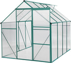 Favfurish 6x8FT Polycarbonate Walk-in Greenhouses, Heavy Duty Hobby Green House, Storage Shed with Sliding Doors & Adjustable Roof Vent, Aluminum Sunroom Hot House for Outdoor Garden Backyard
