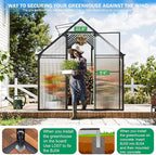 Greenhouse, 6x16 FT Easy Assembly Hybrid Polycarbonate Greenhouses for Outdoors w/3 Vent Windows & Swing Door Walk-in Green Houses Aluminum GreenHouses for Garden, Black