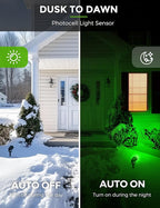 LOHAS Landscape Green Christmas Spot Lights Outdoor, 10W Dusk to Dawn Sensor LED Spotlights for Yard, IP66 Waterproof Pathway Garden Outside Lights, 9.84ft Cord, Green Lawn Decor Lamp, UL Listed,2Pack