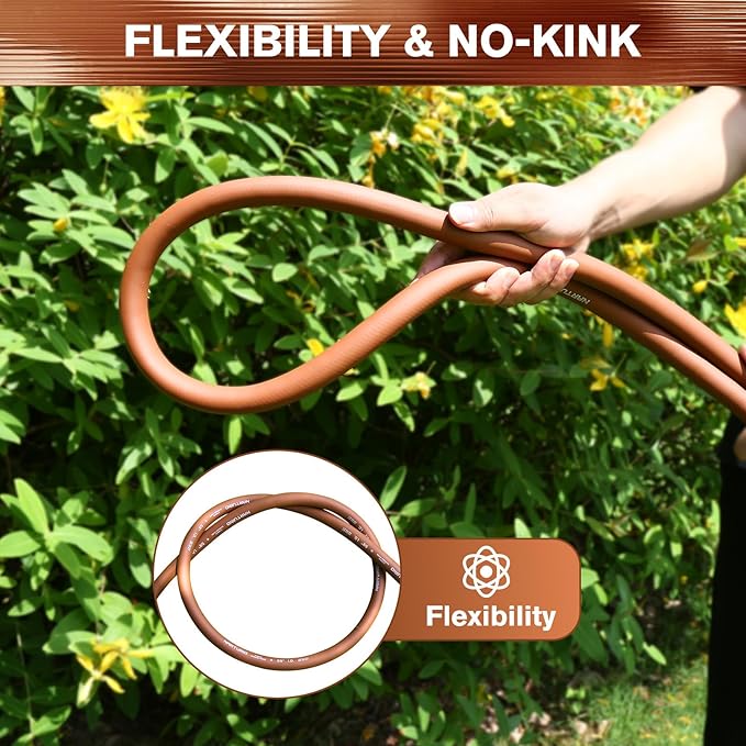 Short Leader Garden Hose 5/8" x 4ft, No Kink Lightweight Water Hose, Hybrid Rubber, Heavy Duty, 650 Burst PSI, Male to Female Fittings