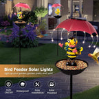 Bird Feeder Solar Garden Decor, Waterproof Bee Metal Wildbird Cardinals Hummingbirds Feeders with LED Lights, Gifts for Mom Grandma Bird Lovers Outdoor Path Yard Decoration