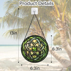 Stained Glass Window Hanging, Abstract Green Clover Sun Catchers Colorful Glass Panel Bless Suncatcher Decor for Birthday for Women, Men, Wife, Aunt, and Mom 6.3 in