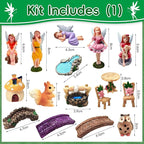 114 Pcs Miniature Fairy Garden Accessories Kit Resin Elves Animal Figurines Decor Micro Landscape Ornaments for DIY Micro Dollhouse