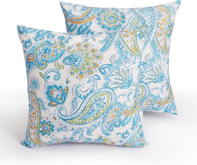 Outdoor Throw Pillows Waterproof Covers 2 Pack 16×16 Inch, Decorative Toss Pillows Covers, Rain-Proof, Fade Resistant for Patio Furniture, Sofa, Couch, Garden