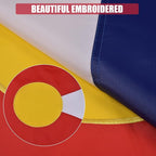 Colorado State Flag 5x8 Ft Deluxe Full Embroidered Premium Polyester Durable CO Outside Flag with Sewn Stripes and Brass Grommets for Indoor/Outdoor