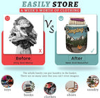 Retro Camping Mountain Bear Laundry Basket Foldable With Handles Tote Bag Oxford Cloth Funny Laundry Hamper Clothes Storage Bucket Toy Organizer For Bathroom/Laundry/Bedroom 18.9" x 16.5 "