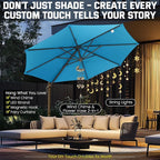 Hotime 10ft Patio Umbrella Outdoor Patio Windproof and Height adjustable, Heavy Duty Aluminum Round Offset Patio Umbrella Cantilever Pool Umbrella with 360°Rotation for Garden Deck Pool, Light Blue