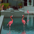 XONOR Metal Flamingo Garden Statues Red Flamingo Yard Art Outdoor Sculptures for Home Patio Lawn Backyard Décor, Set of 2